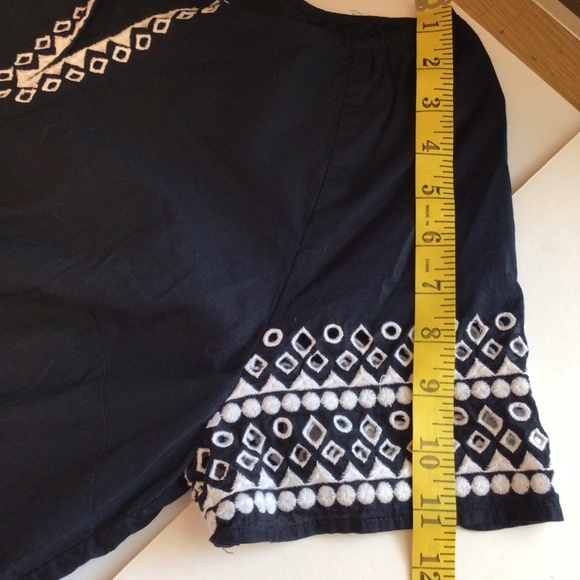 Talbot's women's top navy size Large p embroidered casual mature boho hippie - Picture 9 of 12